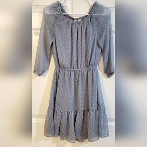 DIVIDED H&M blue Mini dress with Sheer Long Sleeves and off shoulders. Size 2